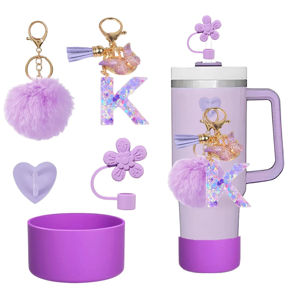 SipCharm™ Purple Dreams 5-Piece Accessory Set – Elevate Your Stanley Tumbler & Style! 💜✨