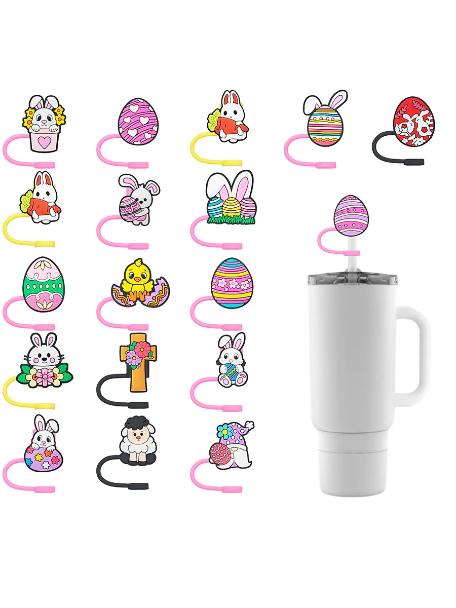 SipCharm™ Easter Straw Cover Cap Set – Festive Reusable Straw Plugs