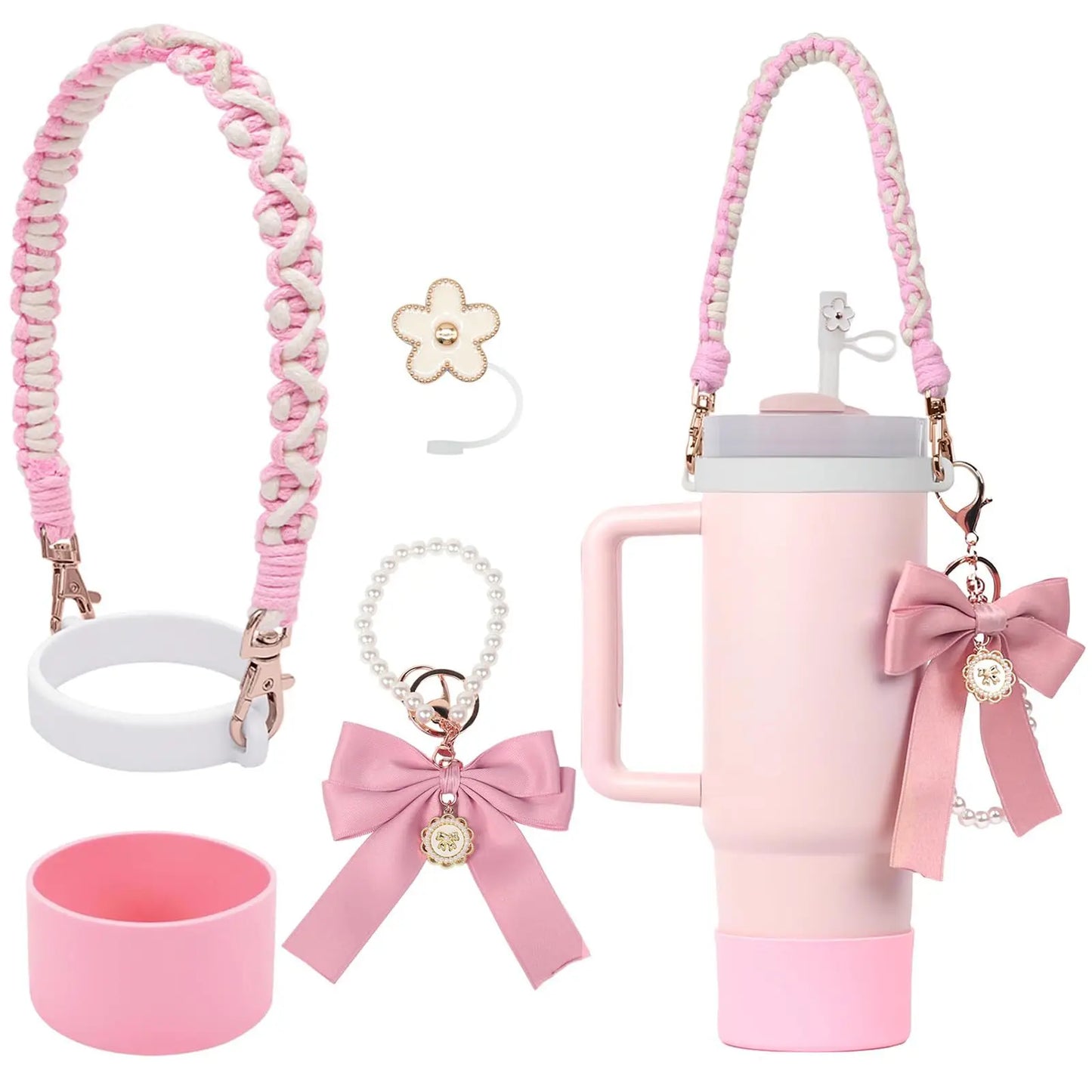 SipCharm™ – 4PCS Girly Tumbler Accessory Set 🎀✨