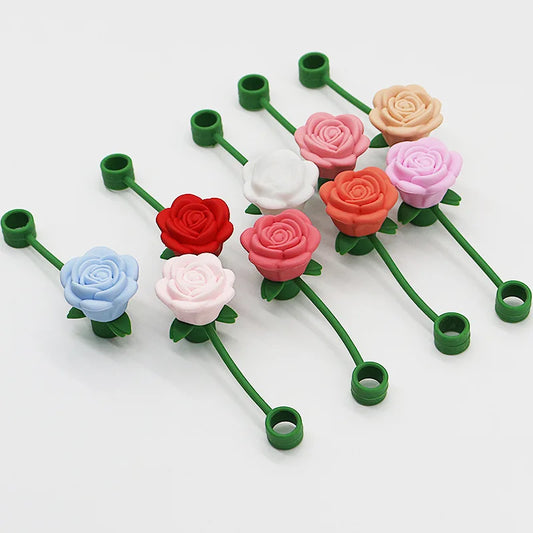 SipCharm™ Rose Flower Straw Cover – Elegant & Functional Silicone Straw Cap for Tumbler