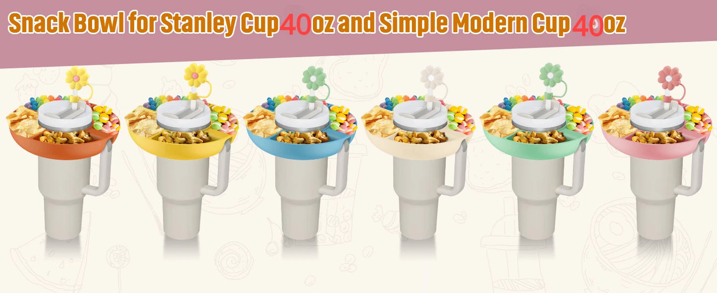 SipCharm™ Tumbler Snack Bowl – 4-Compartment Tray for Stanley 40oz with Handle