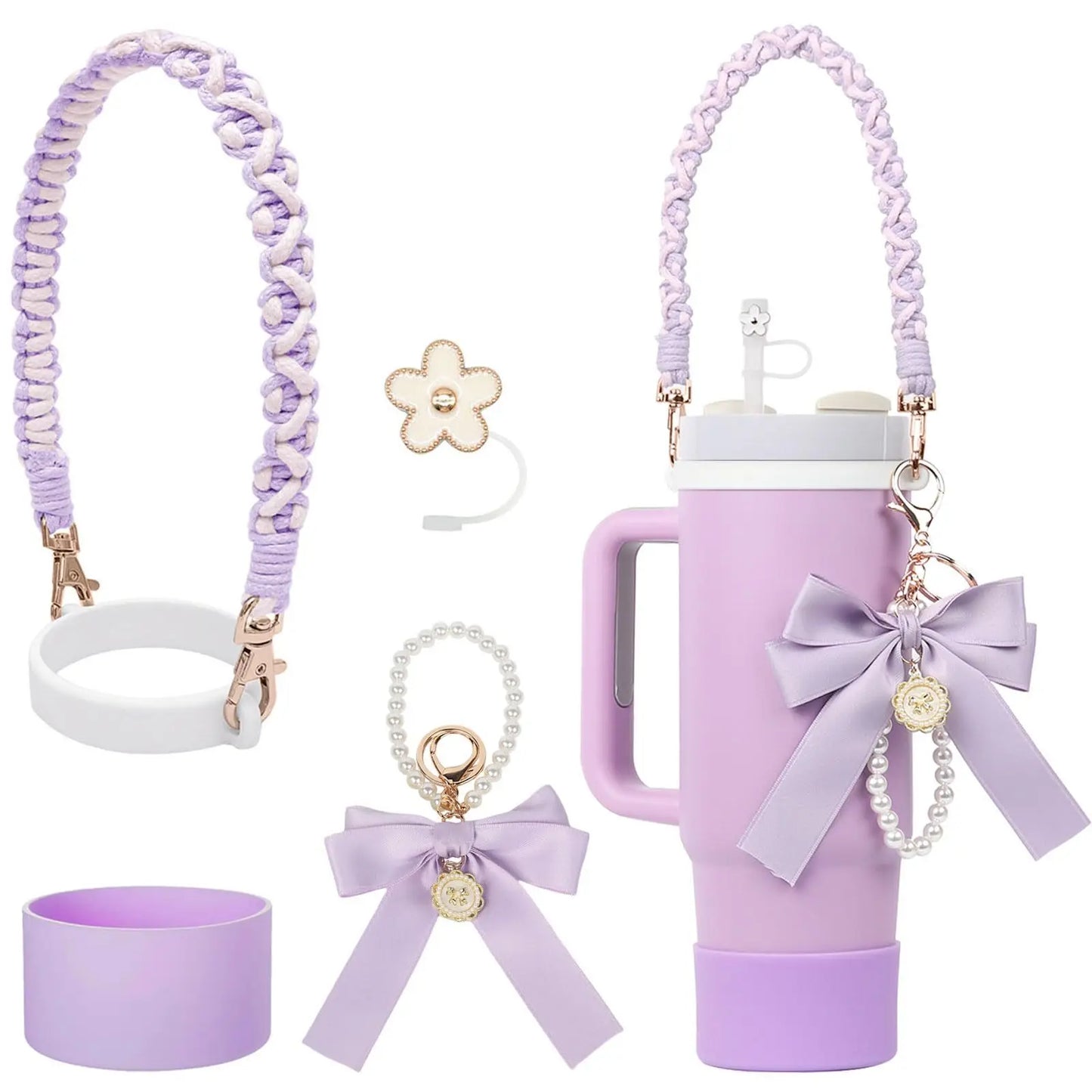 SipCharm™ – 4PCS Girly Tumbler Accessory Set 🎀✨