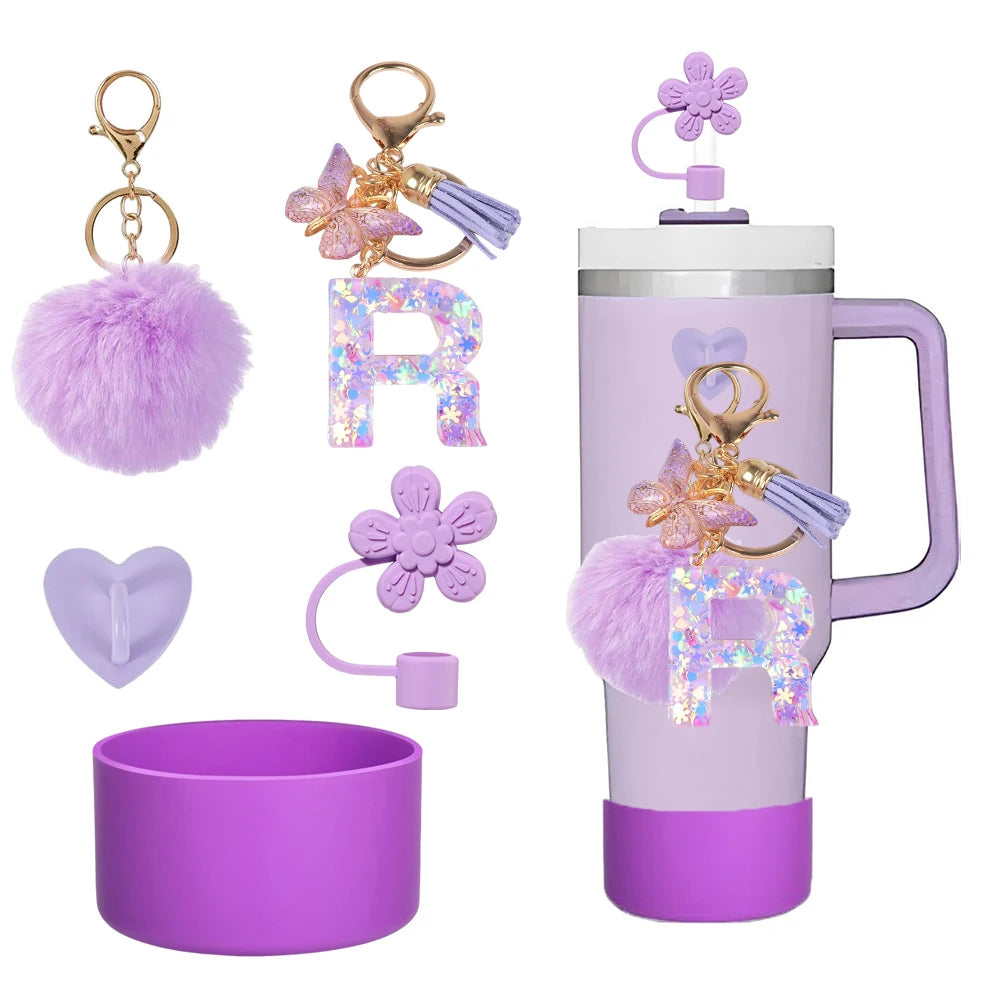 SipCharm™ Purple Dreams 5-Piece Accessory Set – Elevate Your Stanley Tumbler & Style! 💜✨