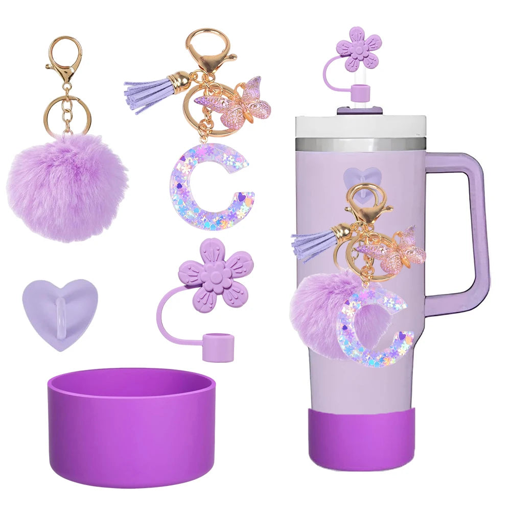 SipCharm™ Purple Dreams 5-Piece Accessory Set – Elevate Your Stanley Tumbler & Style! 💜✨