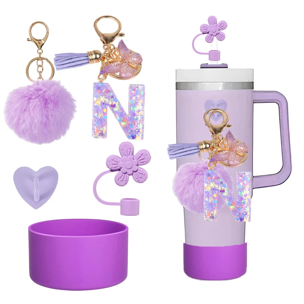 SipCharm™ Purple Dreams 5-Piece Accessory Set – Elevate Your Stanley Tumbler & Style! 💜✨