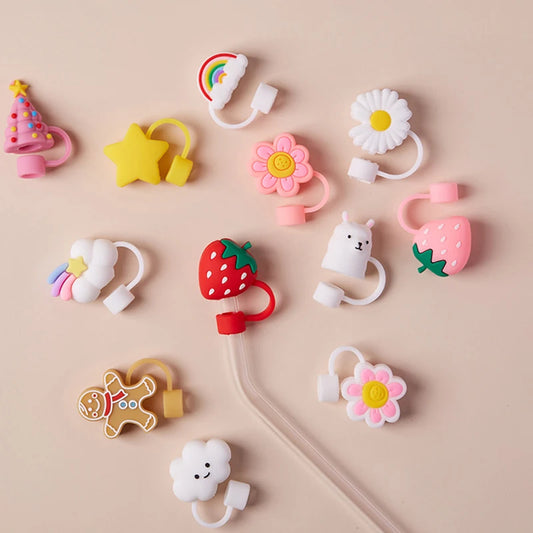 SipCharm™ Kawaii Straw Cover Cap – Cute & Functional Silicone Straw Toppers