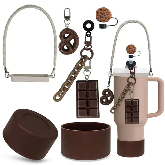 SipCharm™ ChocoTreat Accessory Set – 5Pcs Chocolate & Cookie-Inspired Charms for Stanley 30oz & 40oz Tumblers