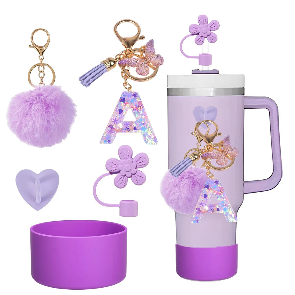 SipCharm™ Purple Dreams 5-Piece Accessory Set – Elevate Your Stanley Tumbler & Style! 💜✨