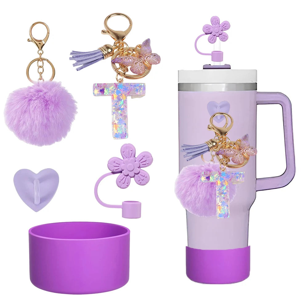 SipCharm™ Purple Dreams 5-Piece Accessory Set – Elevate Your Stanley Tumbler & Style! 💜✨