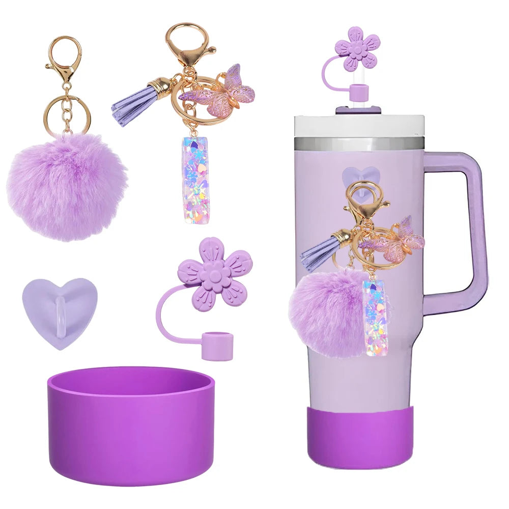 SipCharm™ Purple Dreams 5-Piece Accessory Set – Elevate Your Stanley Tumbler & Style! 💜✨