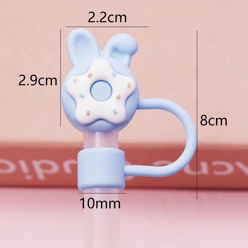 SipCharm™ Kawaii Donut Bunny Straw Cover Cap – Silicone Straw Topper for Tumblers