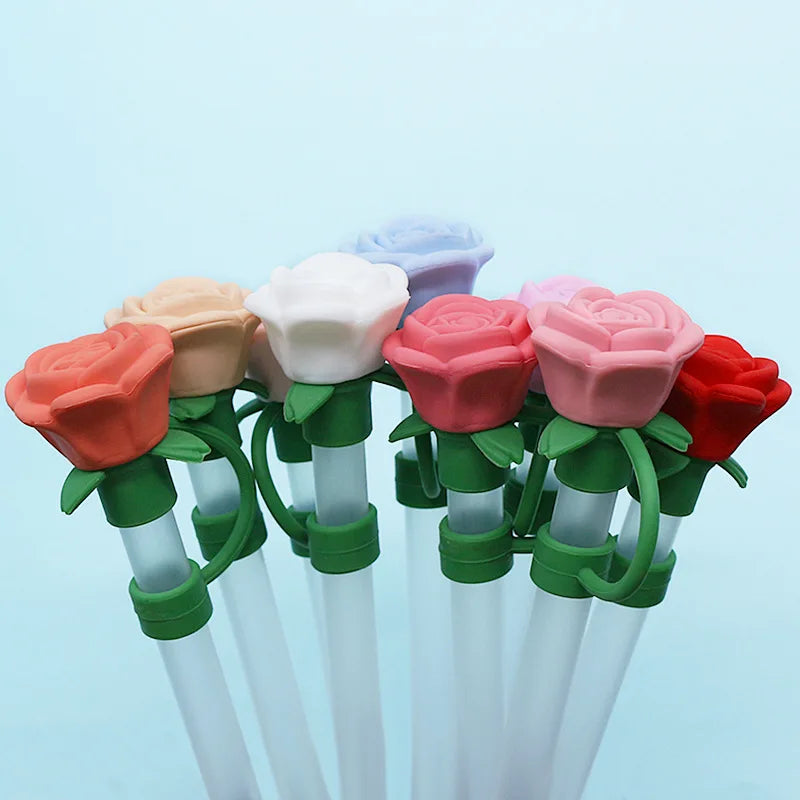 SipCharm™ Rose Flower Straw Cover – Elegant & Functional Silicone Straw Cap for Tumbler