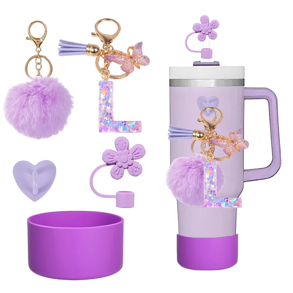 SipCharm™ Purple Dreams 5-Piece Accessory Set – Elevate Your Stanley Tumbler & Style! 💜✨