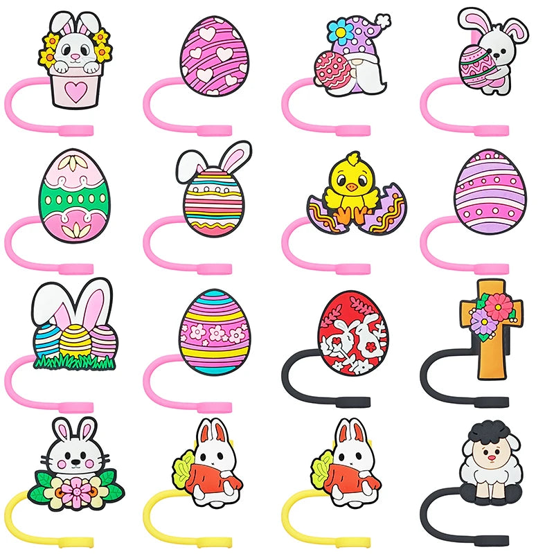 SipCharm™ Easter Straw Cover Cap Set – Festive Reusable Straw Plugs