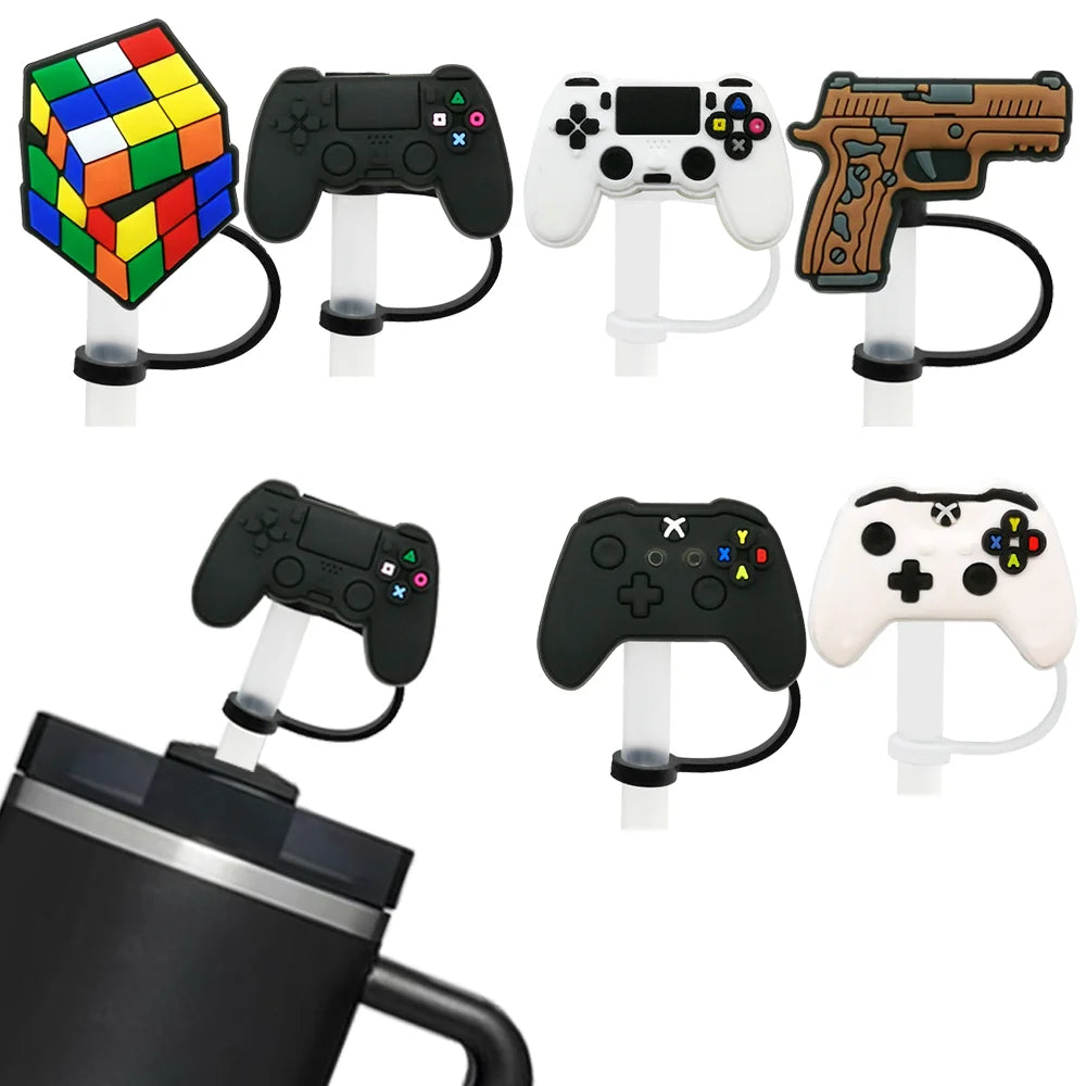 SipCharm™ GameOn Straw Cover – Game Controller & Toy Pistol Series Straw Topper 🎮