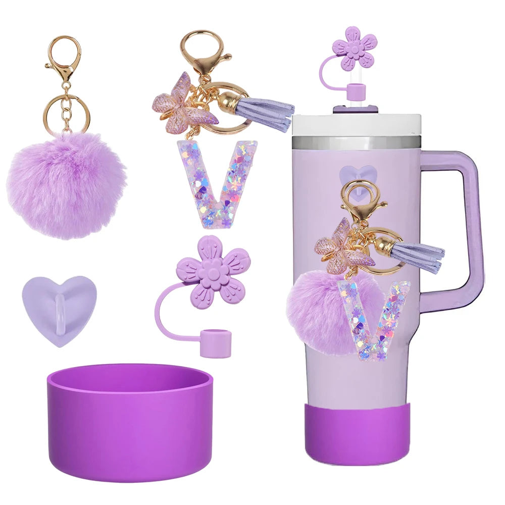 SipCharm™ Purple Dreams 5-Piece Accessory Set – Elevate Your Stanley Tumbler & Style! 💜✨