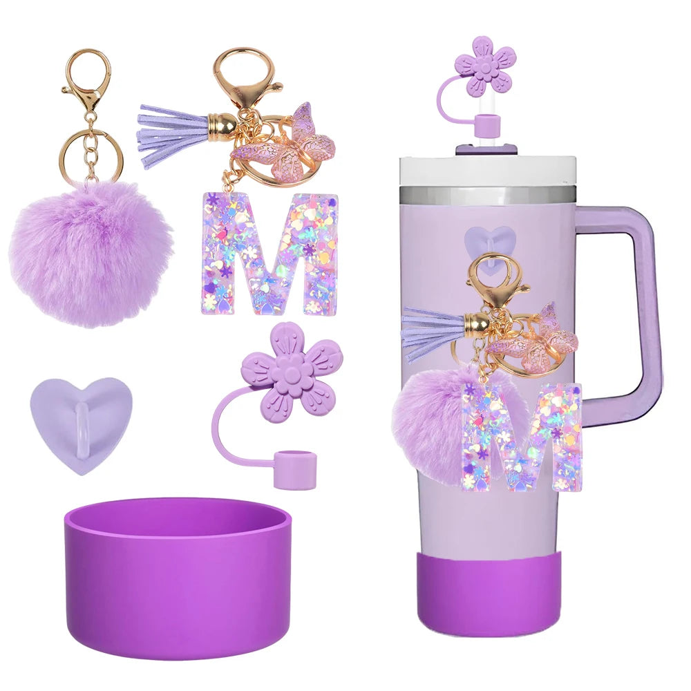 SipCharm™ Purple Dreams 5-Piece Accessory Set – Elevate Your Stanley Tumbler & Style! 💜✨