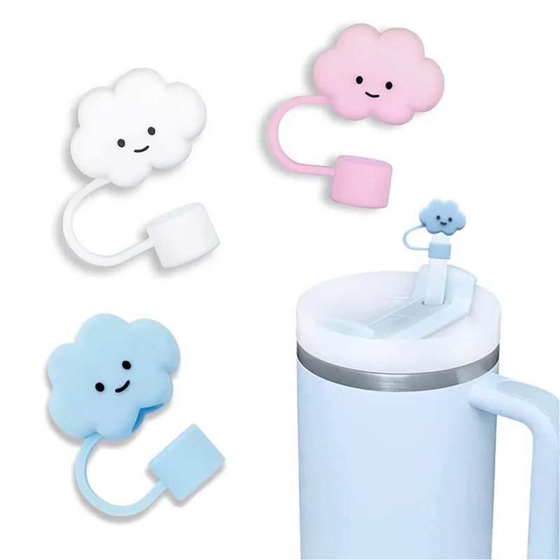 SipCharm™ Cute Clouds 3PCS Straw Cover Cap Set – Cloudy Comfort for Your Drink