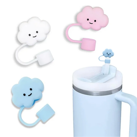 SipCharm™ Cute Clouds 3PCS Straw Cover Cap Set – Cloudy Comfort for Your Drink