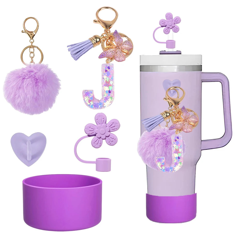 SipCharm™ Purple Dreams 5-Piece Accessory Set – Elevate Your Stanley Tumbler & Style! 💜✨