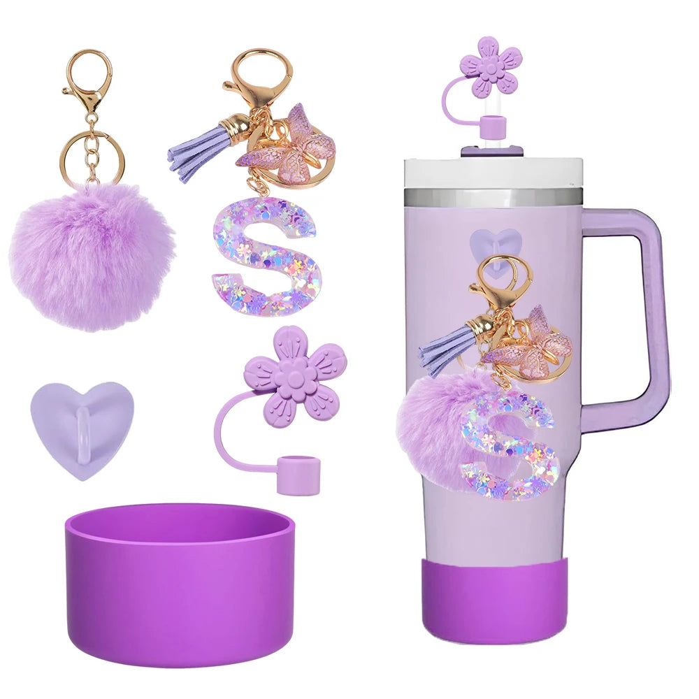 SipCharm™ Purple Dreams 5-Piece Accessory Set – Elevate Your Stanley Tumbler & Style! 💜✨