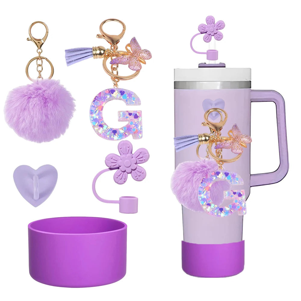 SipCharm™ Purple Dreams 5-Piece Accessory Set – Elevate Your Stanley Tumbler & Style! 💜✨