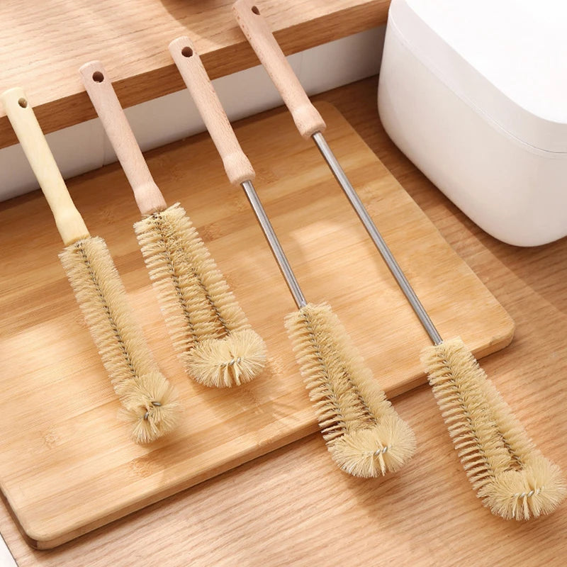 SipCharm™ Wooden Bottle Cleaning Brush – Long Handle Scrubber for Tumblers & Glassware